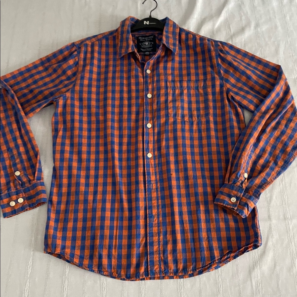 Bluenote's Denim Company L/S Shirt Blue & Orange SZ  Med